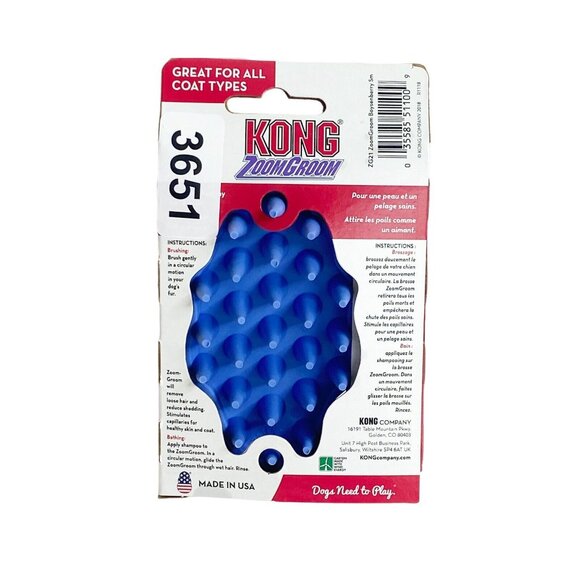 Set of 2 KONG Zoom Dog Grooming Shedding Rubber Shampooing Brush Wet or Dry Smal - Picture 3 of 7